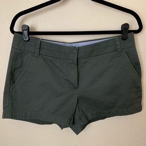 J. Crew Green Chino Shorts with 3” Inseam